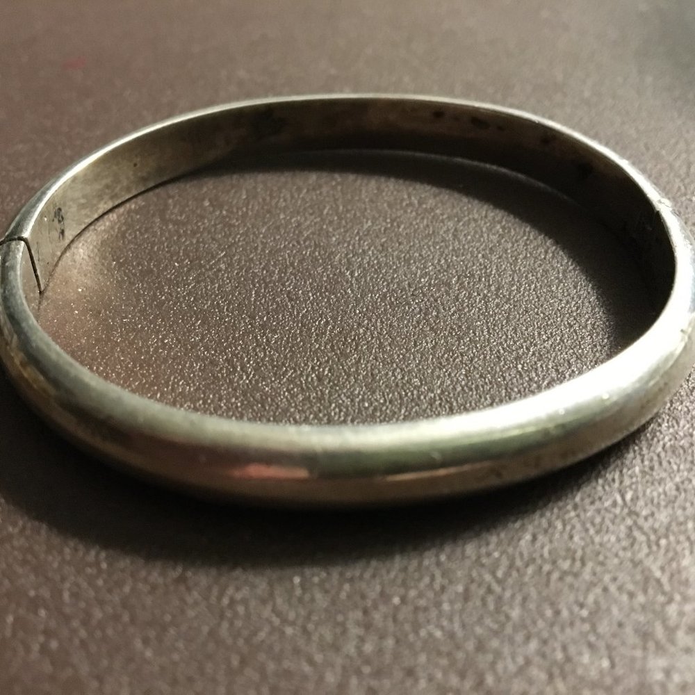 1970s Sterling Silver (Italy .925) Plain Clamper Bracelet